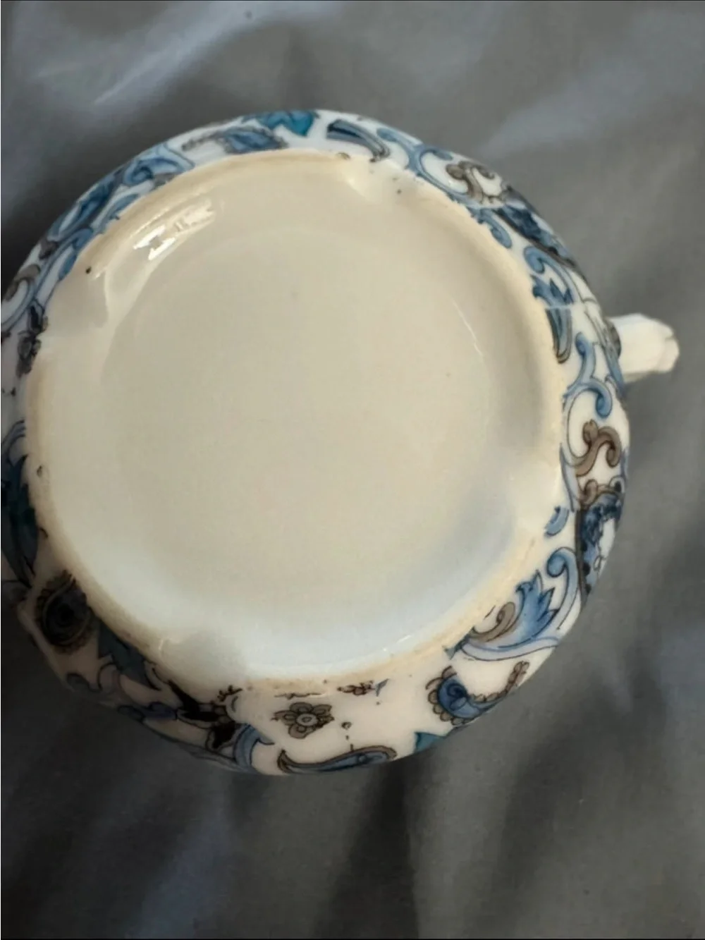 Blue & White Floral Porcelain Coffee Mug with Gold Accent